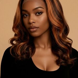 Source Unknown Vibrant Copper and Rich Brown Wig